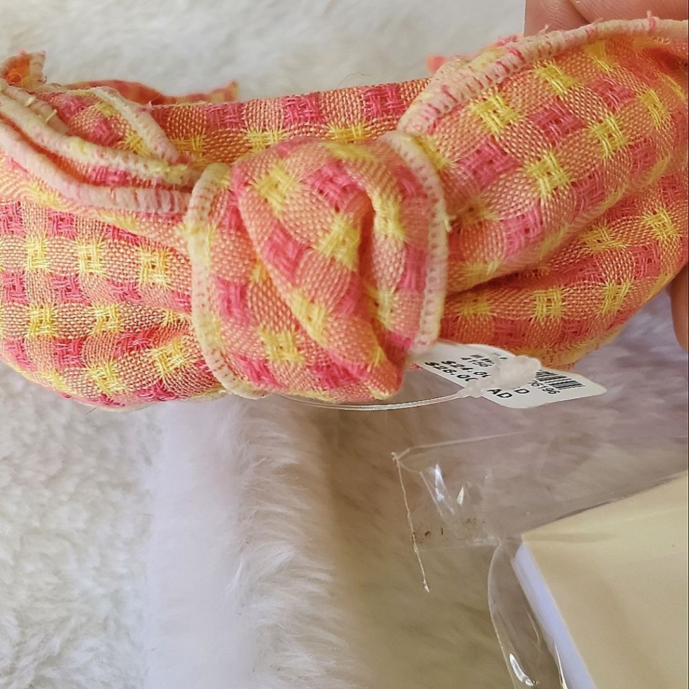 Anthropologie Headband Knot Gingham Bow Knot Top NEW Tags - Picture 3 of 7